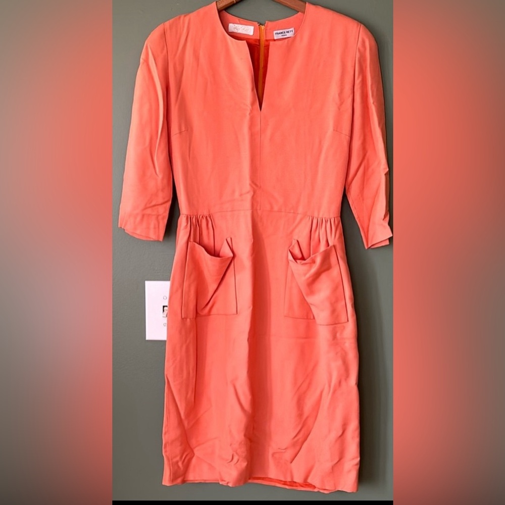 Sophie Curson orange vintage 3/4 sleeves pockets summer wear work casual dress